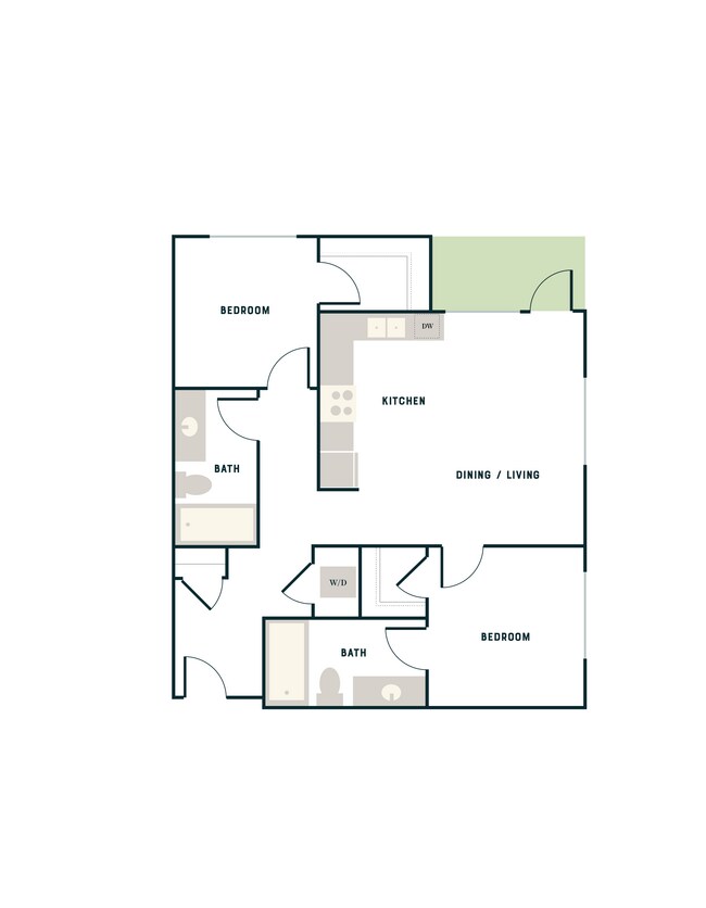 2 Bed, 2 Bath - East Apt  A East-501 floor plan